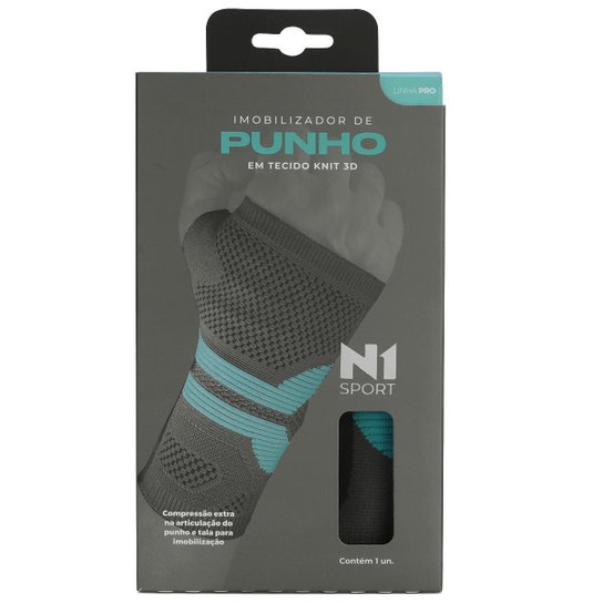 Imobilizador De Punho Esquerdo N1 Sports Linha Pro Cinza E Azul