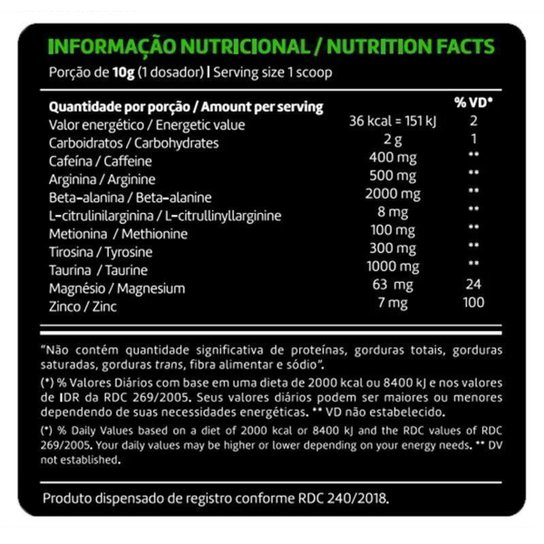 Insane Rage- Pré Treino - Psycho Yellow - 300g - BodyGenix