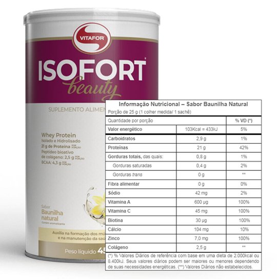 ISOFORT BEAUTY 450 G - VITAFOR (BAUNILHA)