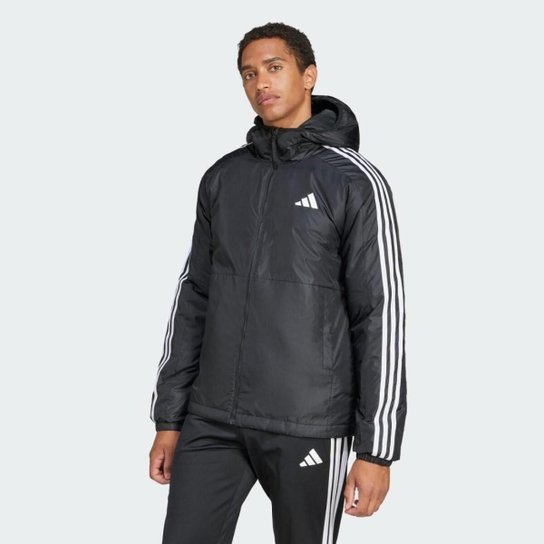 Jaquela Adidas Puffer Bobojaco Isolamento 3 Listras Com Capuz Masculina