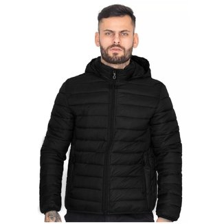 Jaqueta Bobojaco Puffer Nylon La'Oase Masculino com Bolsos e Capuz Removível Masculino