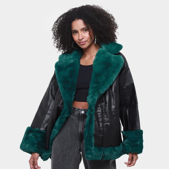 Jaqueta Colcci Detalhes Pelúcia Feminina