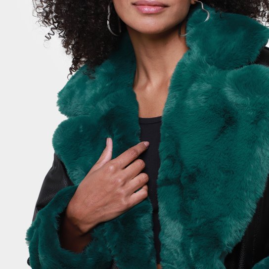 Jaqueta Colcci Detalhes Pelúcia Feminina