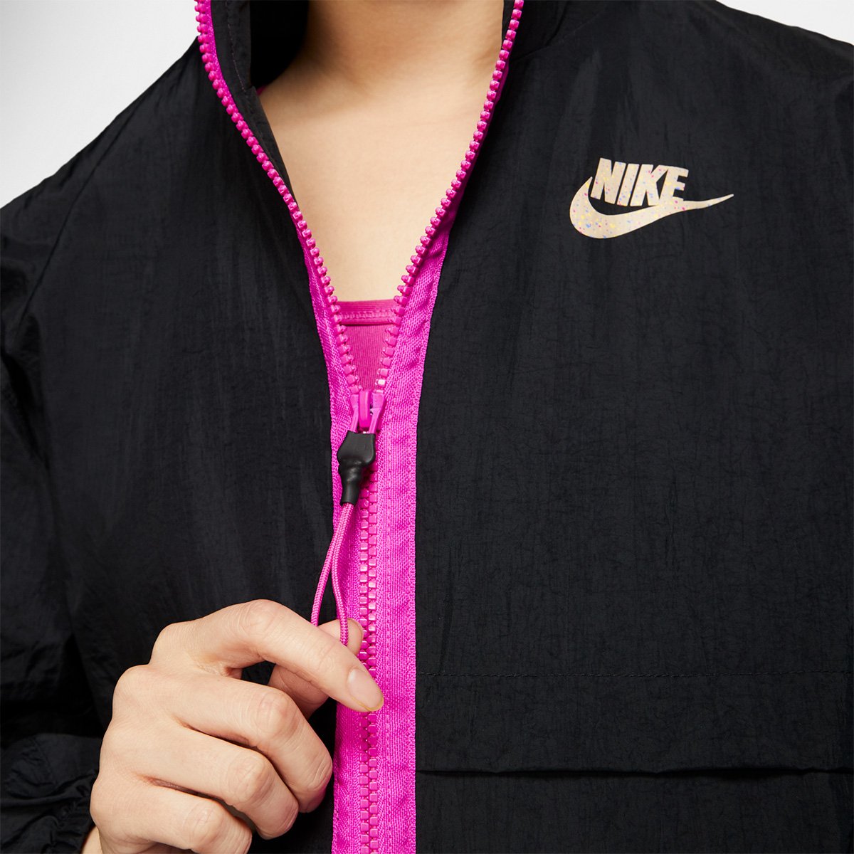 corta vento nike feminina rosa e preto
