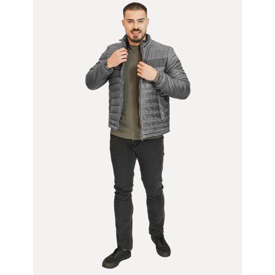 Jaqueta Ellus Masculina Nylon Bomber Gominhos Cinza