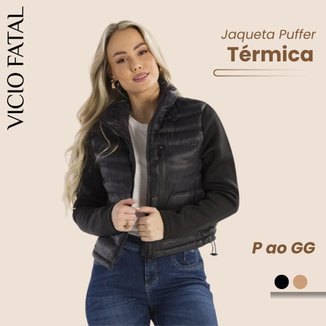 Jaqueta Feminina Bobojaco Térmica com Mangas de Moletom - Inverno Casual Confortável