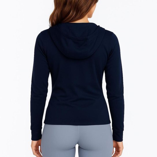 Jaqueta feminina esportiva Dry respirável com capuz bolsos leve