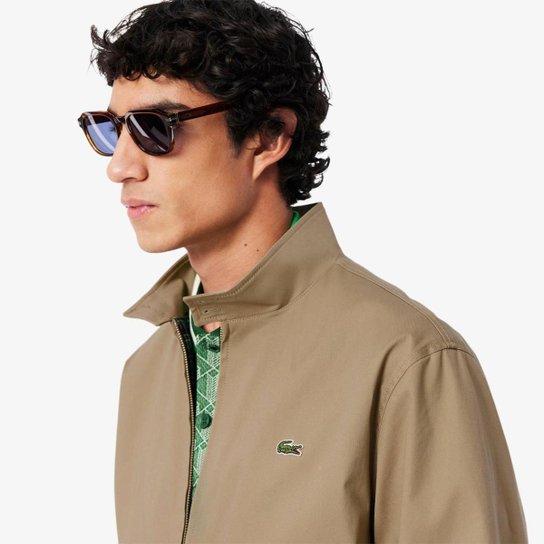 Jaqueta Lacoste De Sarja Harrington Impermeável Masculina