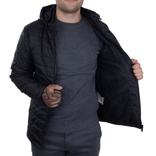 Jaqueta Masculina Ogochi Nylon Puffer Preta - 027510002