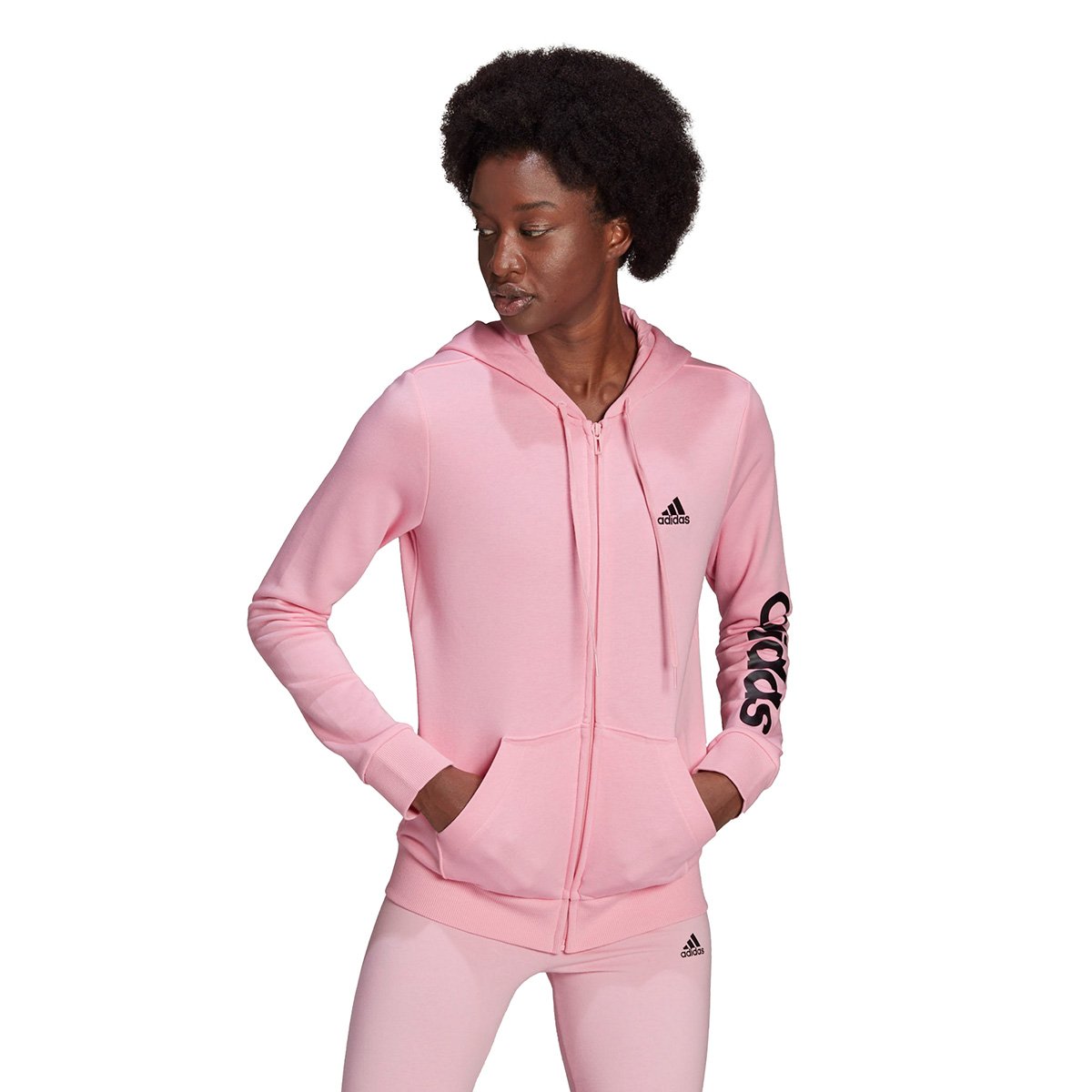 Adidas Feminina Blusa De Moletom Adidas Rosa Jaqueta Moletom