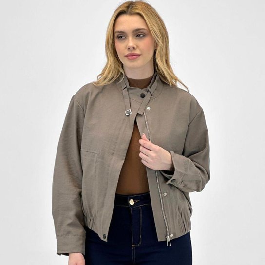 Jaqueta Pacific Blue Bomber em Tecido Oversized Feminina