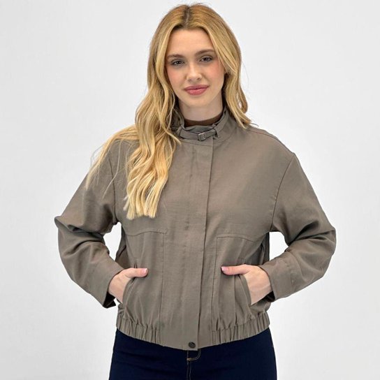 Jaqueta Pacific Blue Bomber em Tecido Oversized Feminina