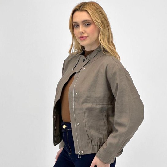 Jaqueta Pacific Blue Bomber em Tecido Oversized Feminina