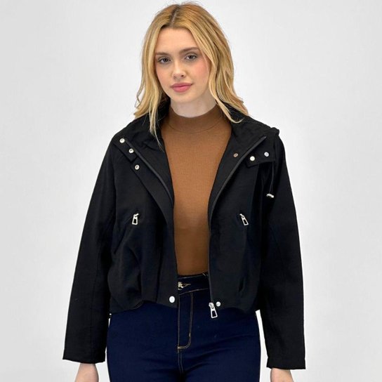 Jaqueta Pacific Blue Bomber Oversized em Tecido Feminina