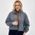 Jaqueta Pacific Blue Tecido Bomber Curta Oversized Feminina - Cinza