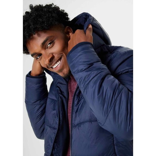 Jaqueta Puffer Hering Básica Com Capuz Masculina