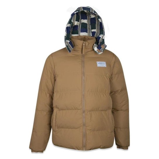 Jaqueta Puffer New Era Modern Classic Plaid Caqui