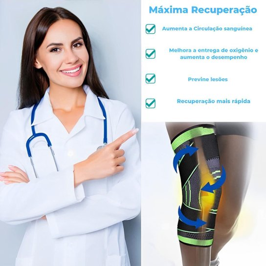 Joelheira Ortopédica Ajustável Articulada de Compressão E Proteção Patelar Tensor Joelho Fitness