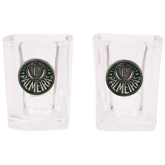 Jogo Com 2 Copos De Vidro Para Shot 70ml - Palmeiras