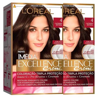 Ki Coloração Imédia L'Oréal Paris Excellence 4 Cast. Natural - 2 Unidades