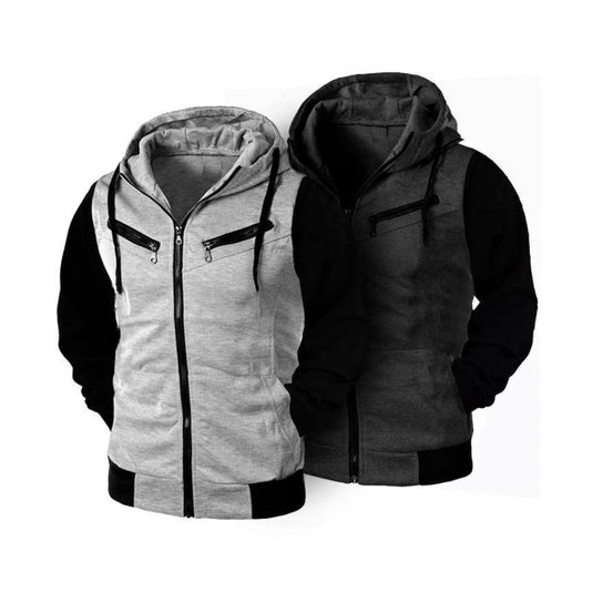 Kit 02 Blusas De Frio Moletom De Zíper Raglan Masculino e Feminino