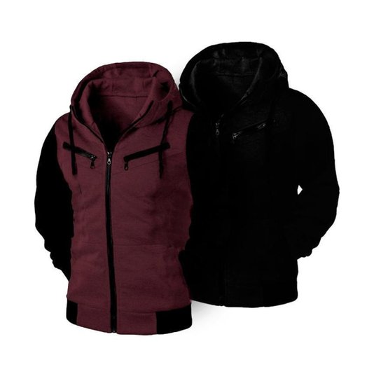 Kit 02 Blusas De Frio Moletom De Zíper Raglan Masculino e Feminino