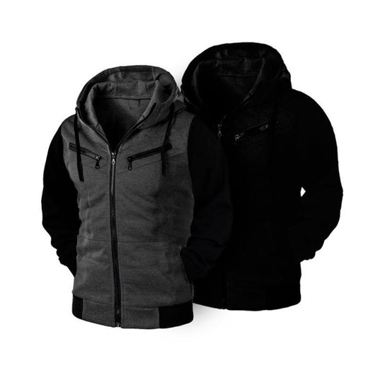 Kit 02 Blusas De Frio Moletom De Zíper Raglan Masculino e Feminino