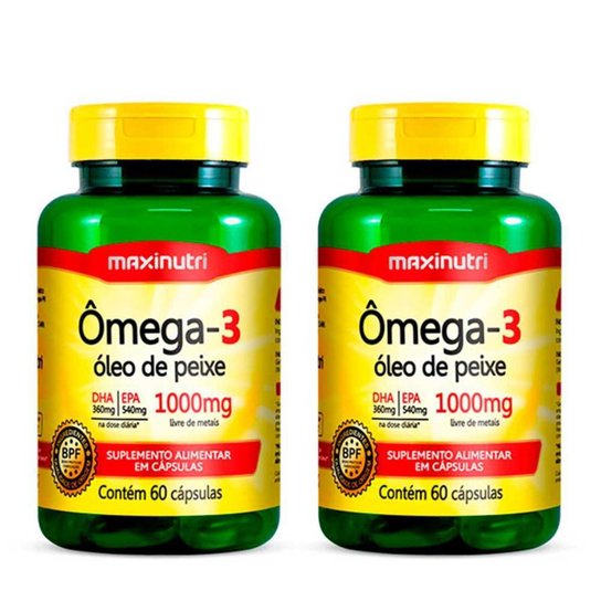 Kit 02 Ômega3 Óleo de Peixe 60 Capsulas 1000mg Maxinutri