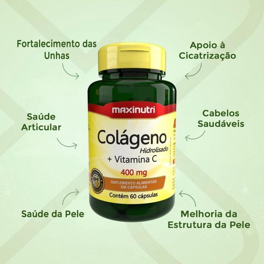 Kit 03 Colágeno Hidrolisado + Vitamina C 60 Cáps Maxinutri