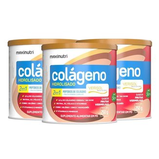 Kit 03 Colágeno Verisol Lata 250g Frutas Vermelhas Maxinutri