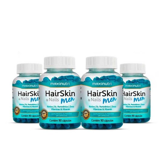 Kit 04 HairSkin Men com 90 Capsulas Maxinutri