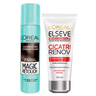 Kit 1 Corretivo Instantâneo Magic Retouch Castanho Escuro 1 Leave-In 50ml