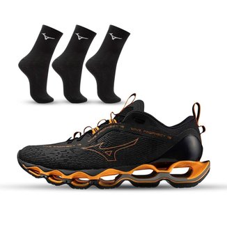 Kit 1 Tênis Masculino Mizuno Wave Prophecy 13 e 3 Pares de Meia Cano Médio