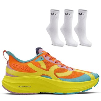 Kit 1 Tênis Olympikus Corre 4 Strava e 3 pares de meias cano médio