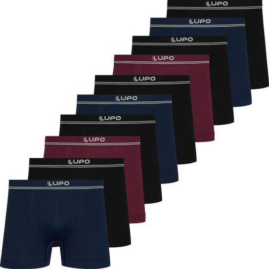 Kit 10 Cuecas Boxer Lupo Original Box Masculino Cueca Poliamida Sem Costura Atacado Adulto