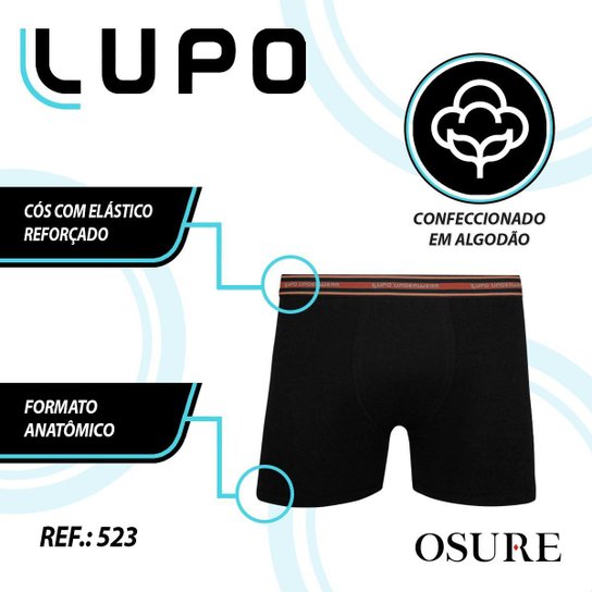 Kit 10 Cuecas Lupo Boxer Em Algodão Box Masculina Cotton Adulto 523