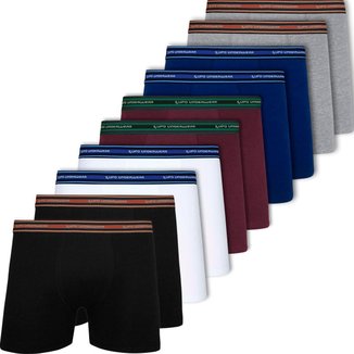 Kit 10 Cuecas Lupo Boxer Em Algodão Box Masculina Cotton Adulto 523