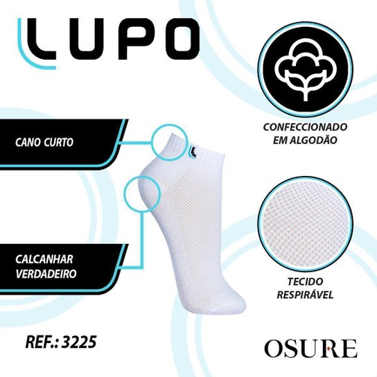 Kit 10 Pares Meias Lupo Cano Baixo Curto Tornozelo Algodão Masculina Meia Feminina Original