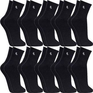 Kit 10 Pares Meias Lupo Cano Médio Alto Meia Masculina Algodão Original 3245