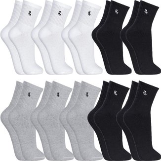 Kit 10 Pares Meias Lupo Cano Médio Alto Meia Masculina Algodão Original 3245