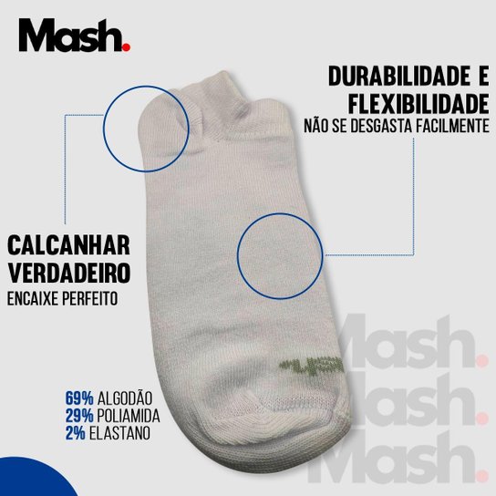 Kit 10 Pares Meias Mash Cano Curto Baixo Meia Soquete Sport Algodão Masculina Feminina Academia