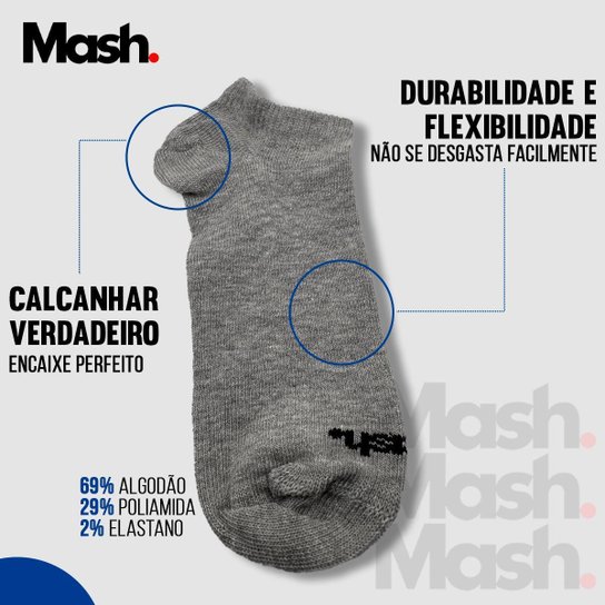 Kit 10 Pares Meias Mash Cano Curto Baixo Meia Soquete Sport Algodão Masculina Feminina Academia