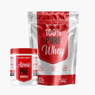 Kit 100% Pure Whey 900g + Pré Treino Atomic 300g PURETECH