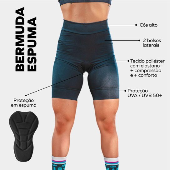 Kit 2 Bermudas Femininas Espuma para Dia a Dia e Pedal