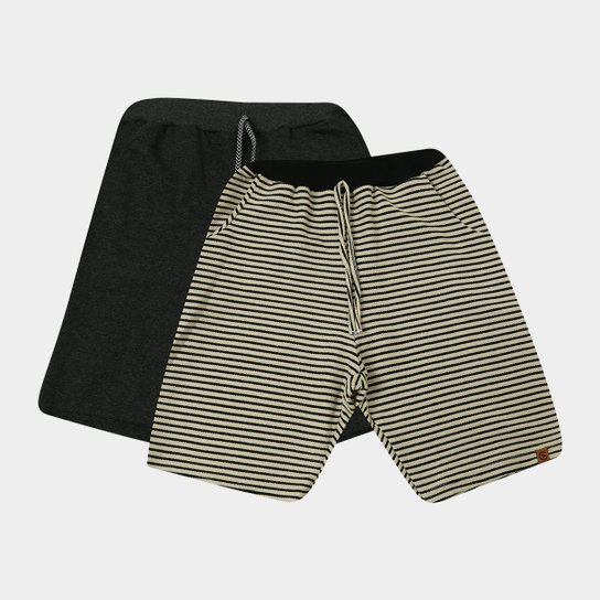 Kit 2 Bermudas Moletom Básicos Masculina