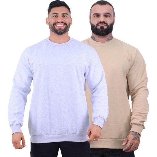 Kit 2 Blusa de Frio Moletom Basic MXD Conceito Sem Capuz Lisas