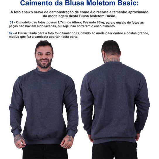 Kit 2 Blusa de Frio Moletom Basic MXD Conceito Sem Capuz Lisas