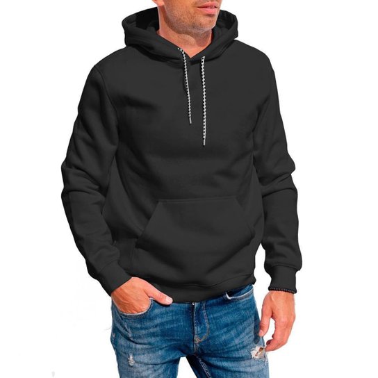 Kit 2 Blusa Moletom Canguru com Capuz Liso Sem Estampa Unissex Feminino Masculino Adulto Blusas