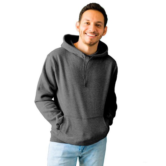 Kit 2 Blusa Moletom Canguru com Capuz Liso Sem Estampa Unissex Feminino Masculino Adulto Blusas