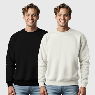 Kit 2 Blusas de Frio Moletom Gola Redonda Masculina Benellys